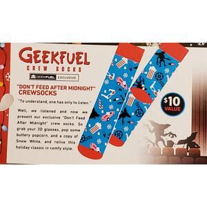 GREMLINS "Don't Feed After Midnight" Sz 10-13 Crew Socks - Geek Fuel Exclusive